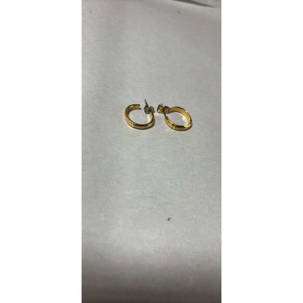Gold Plated Hoop Earrings Small Textured Jewelry Great Condition